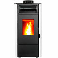 Estufa de pellets Lugo002 Blanco 8,1 kW – Rendimiento excepcional 93,8% hasta 150 m²