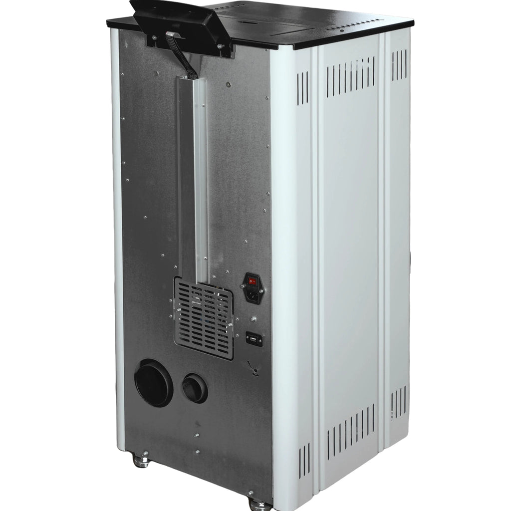 Estufa de pellets Lugo002 Blanco 8,1 kW – Rendimiento excepcional 93,8% hasta 150 m²
