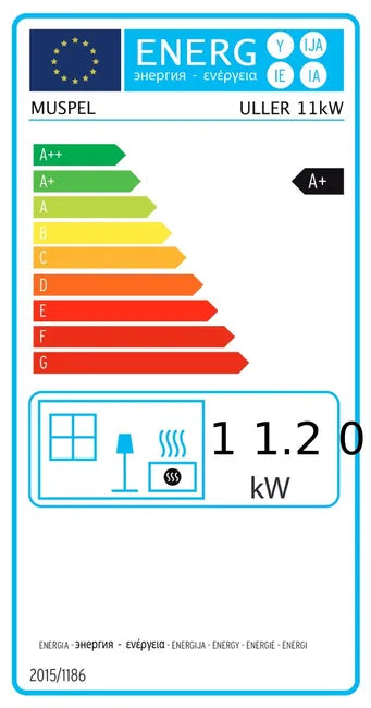 Estufa de pellets ULLER 11 kW Muspel + Wi-Fi, limpieza 10 minutos