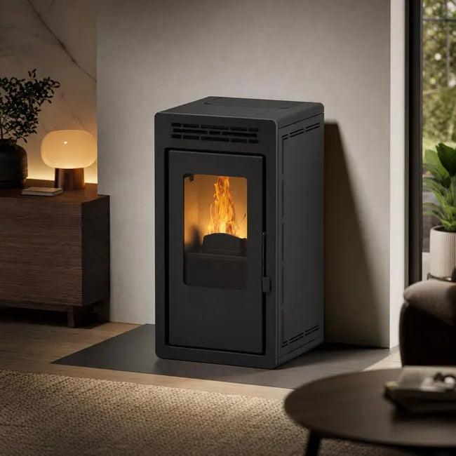 Estufa de pellets ULLER 11 kW Muspel + Wi-Fi, limpieza 10 minutos