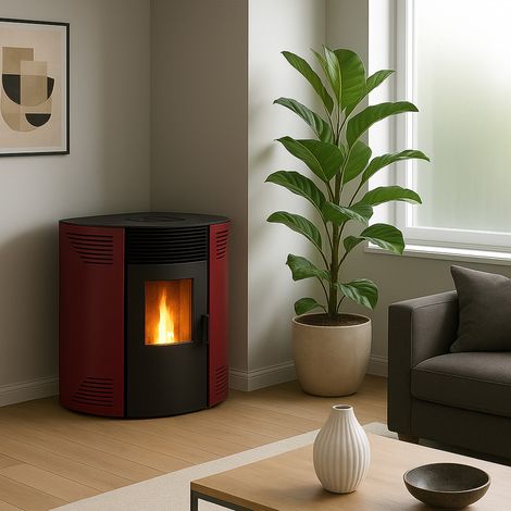 Estufa de pellets de esquina Iseos 12,2 kW Burdeos Sannover