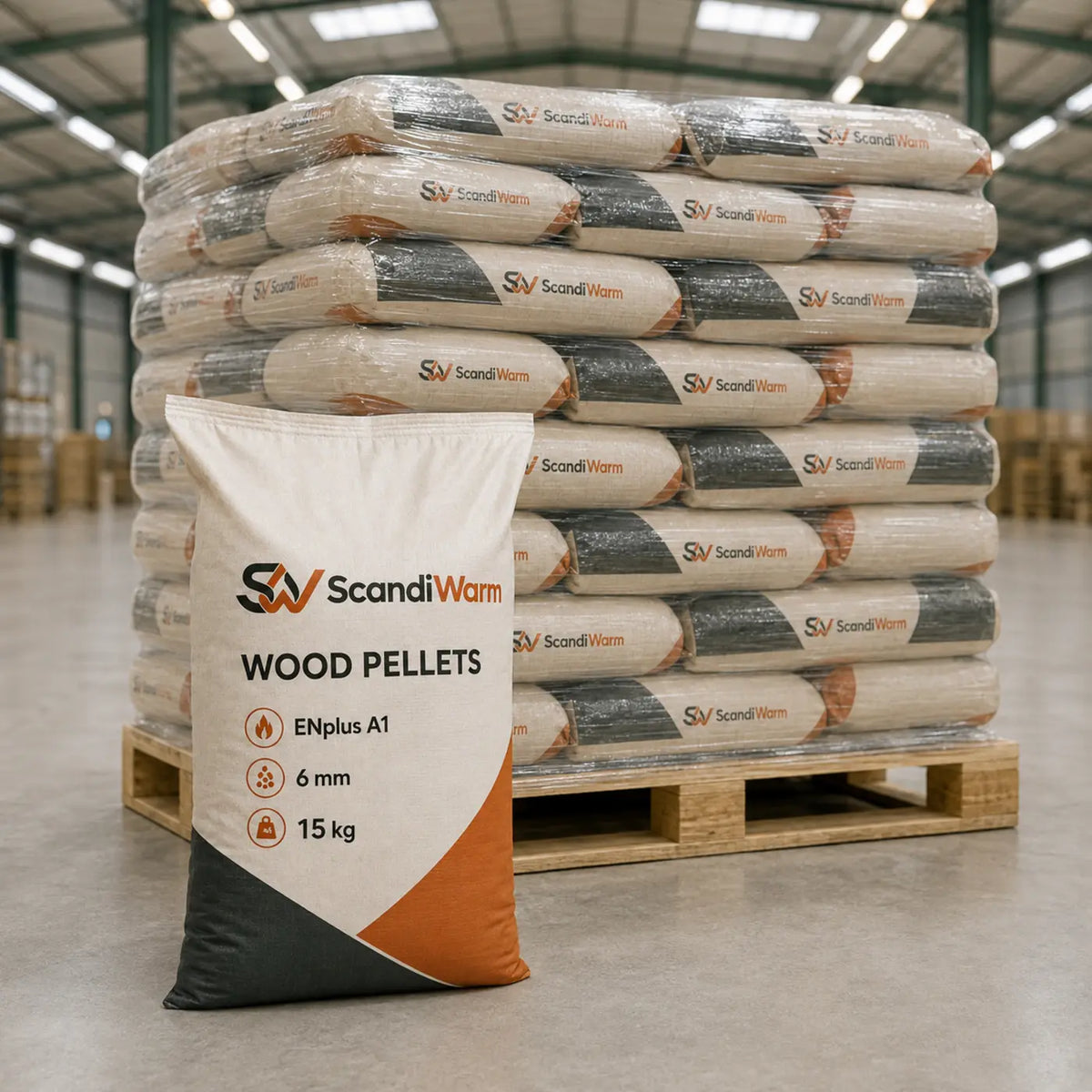 Pellets de madera ENplus A1 de 6 mm - palé completo 990 kg (66 x 15 kg)